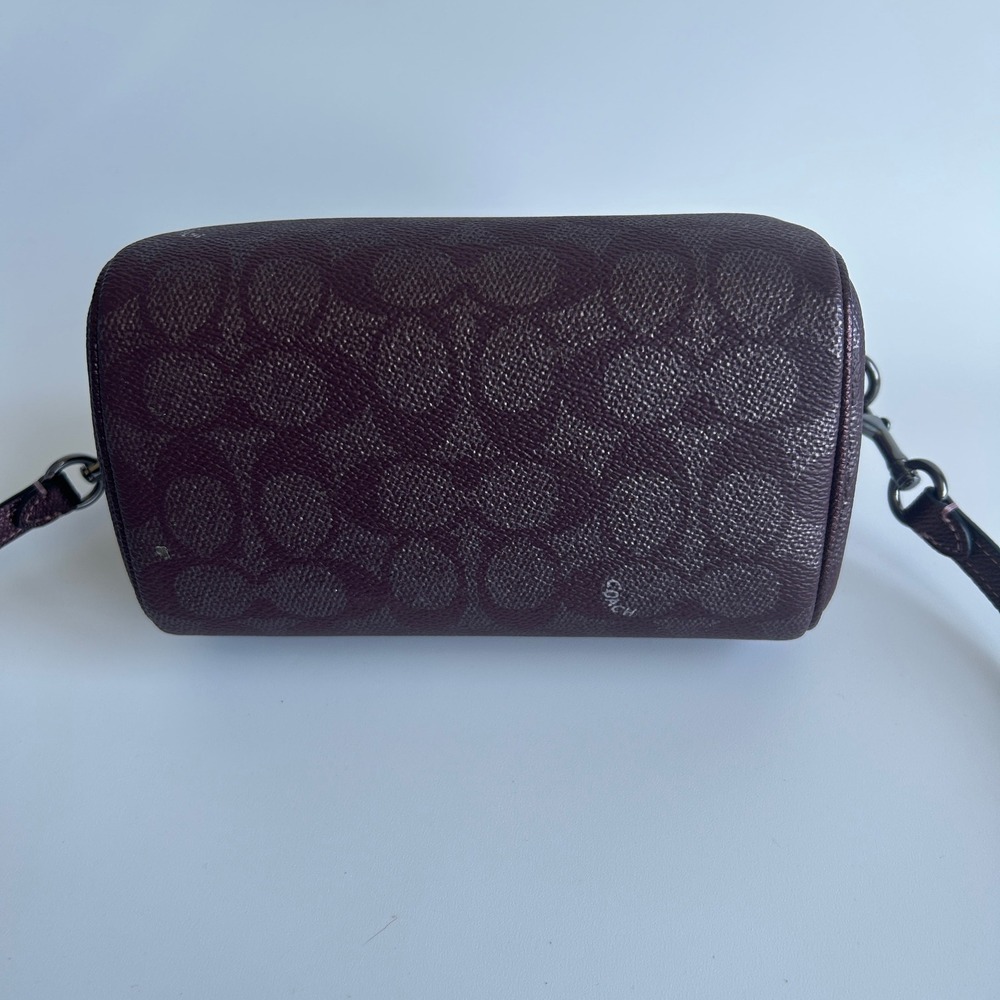 Coach Mini Rowan Metallic Plum Signature Leather Crossbody Bag Good - Picture 4 of 10